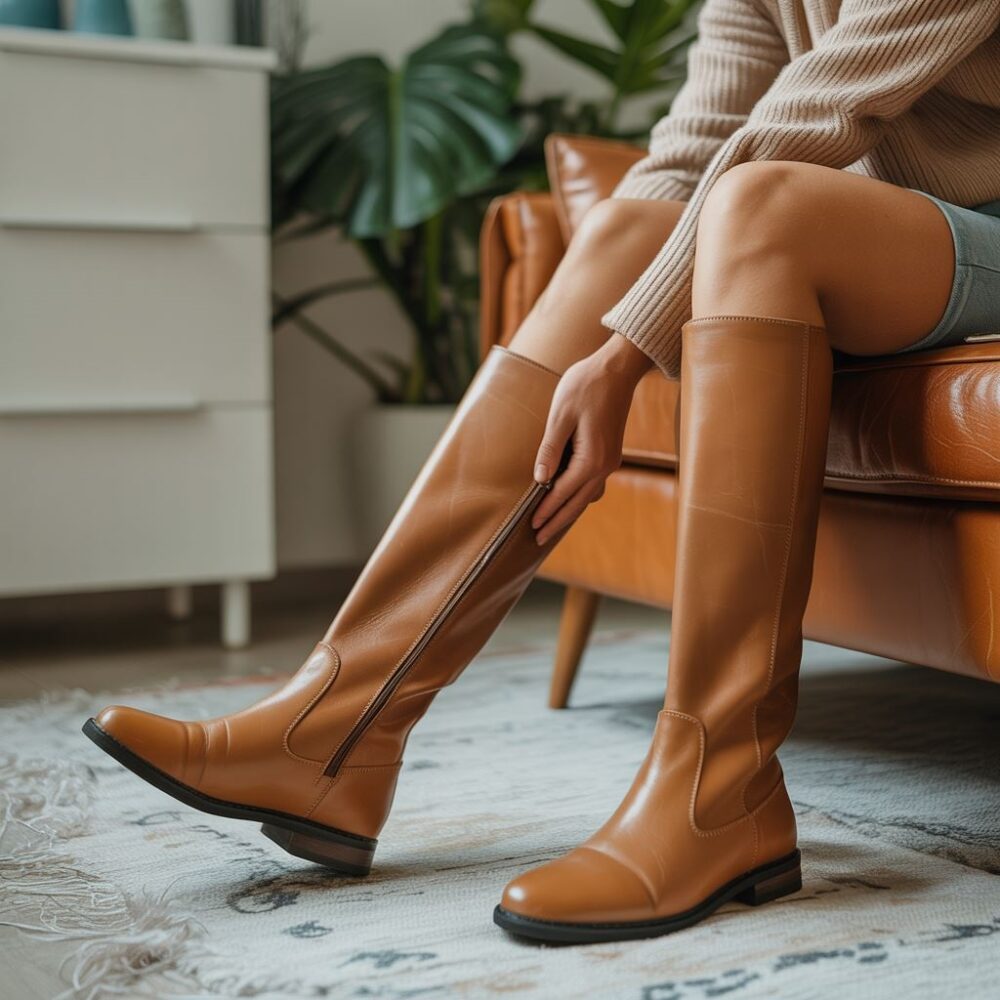 Rozciąganie kozaków na łydce