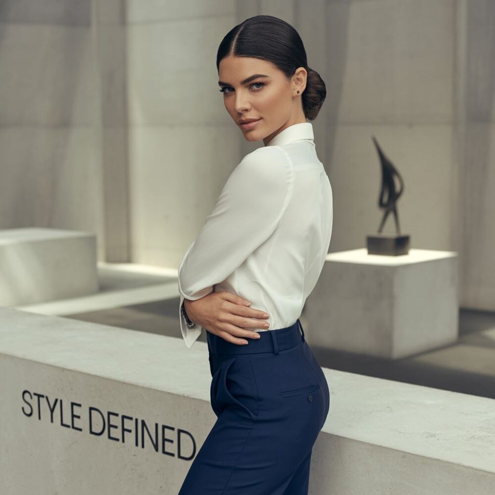 bluzka do granatowych spodni