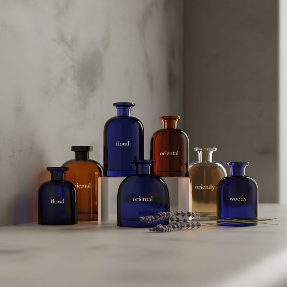 butelki perfum na tle