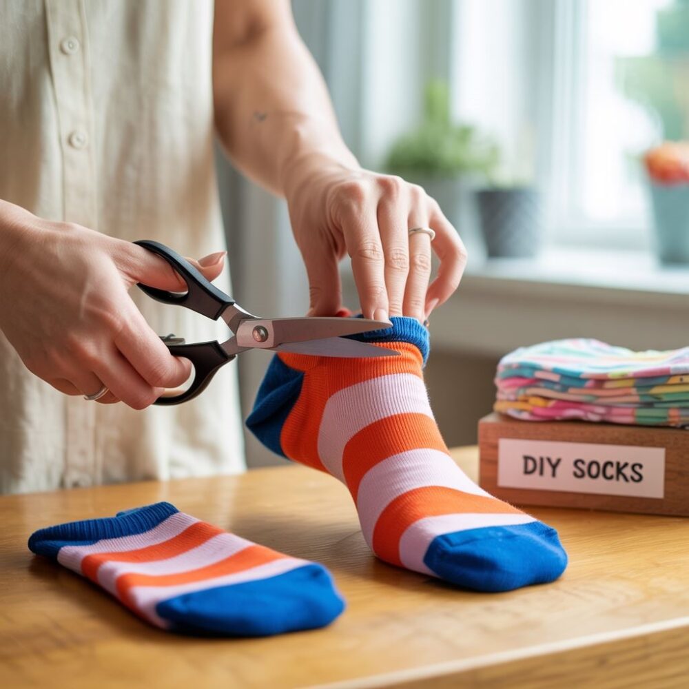 gotowe stopki z przerobionej skarpetki