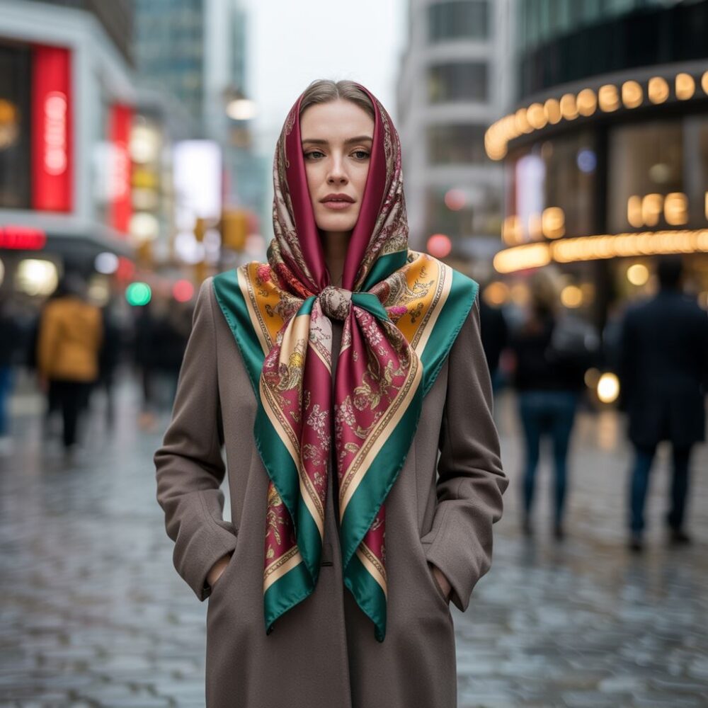 inspiracja szal do szarego płaszcza