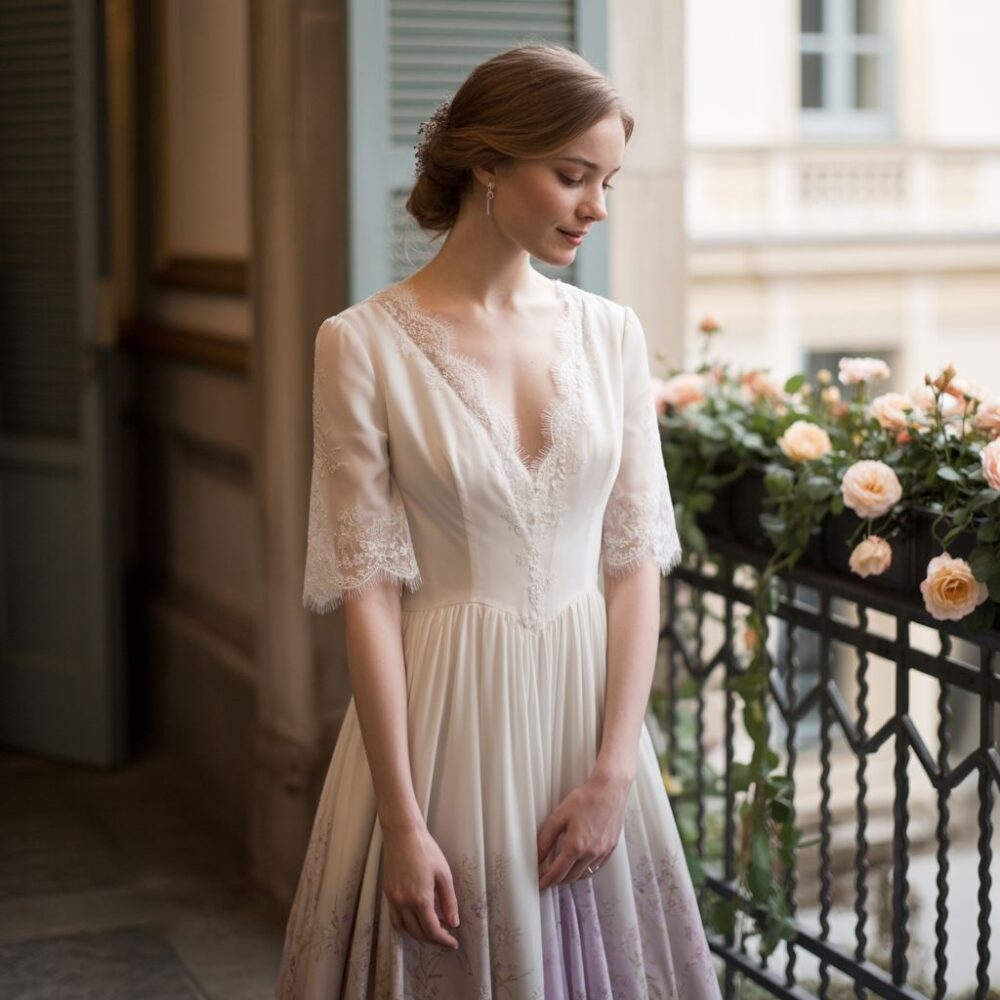 kobieta przymierzająca sukienkę