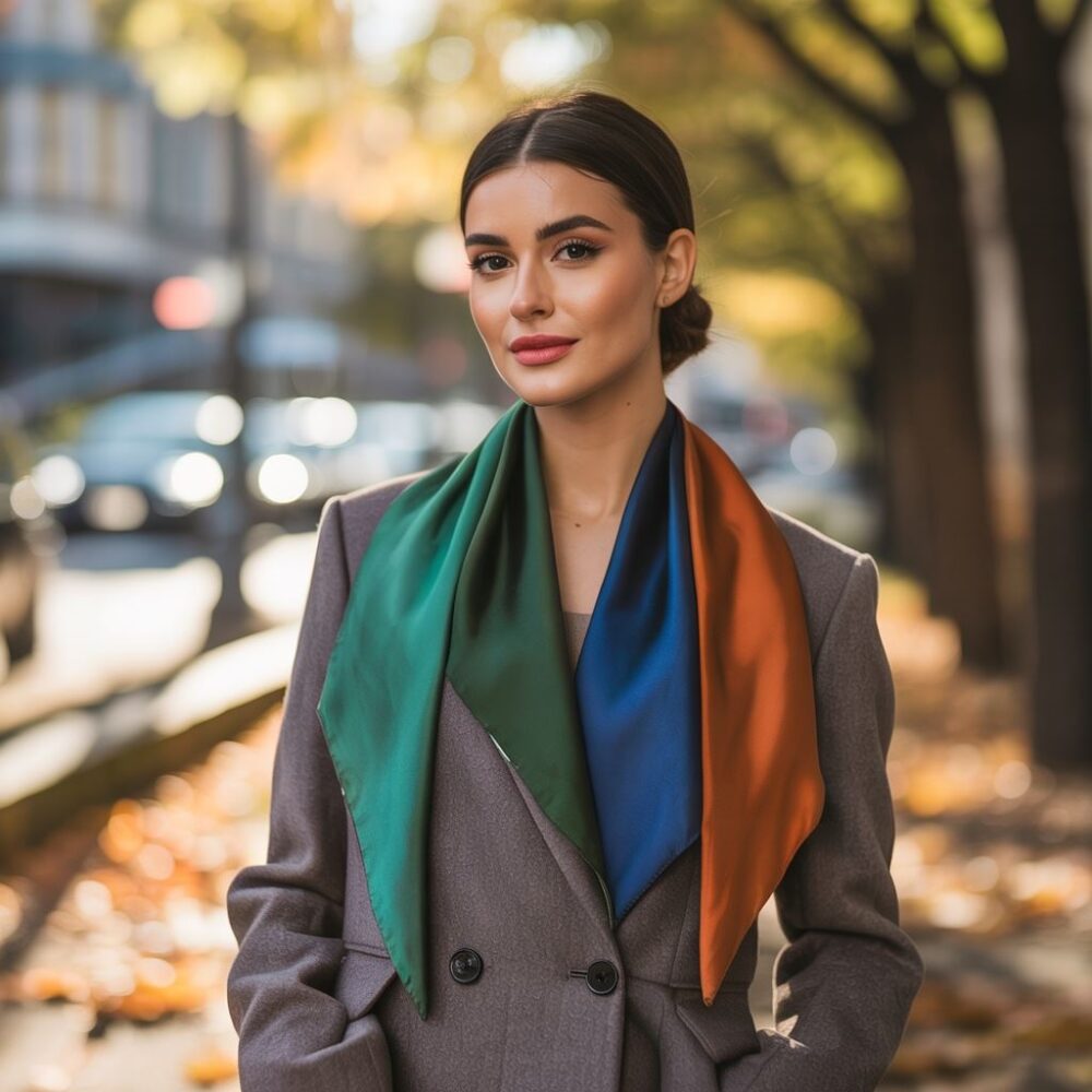 modny szal do szarego płaszcza