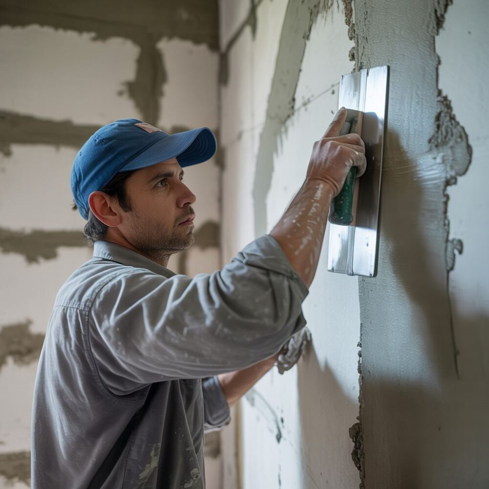 nakładanie tynku na ścianę