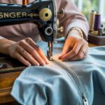 narzędzia krawieckie przy sukience