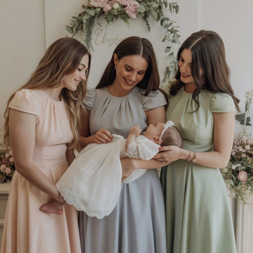 pastelowa sukienka na chrzciny