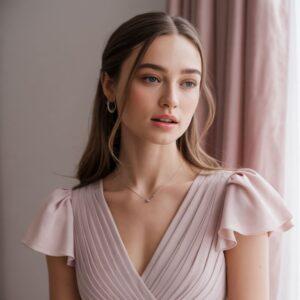 stylizacja z pudrową sukienką