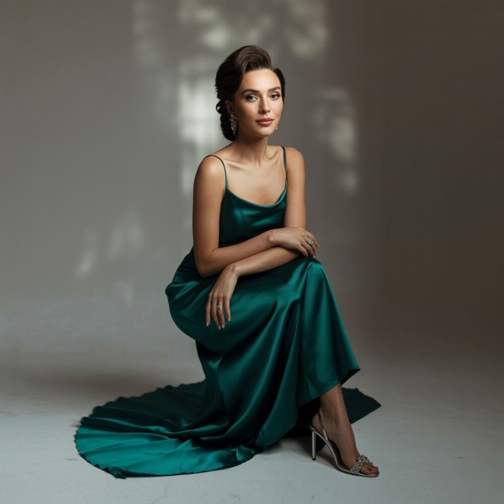 stylizacja z srebrnymi szpilkami